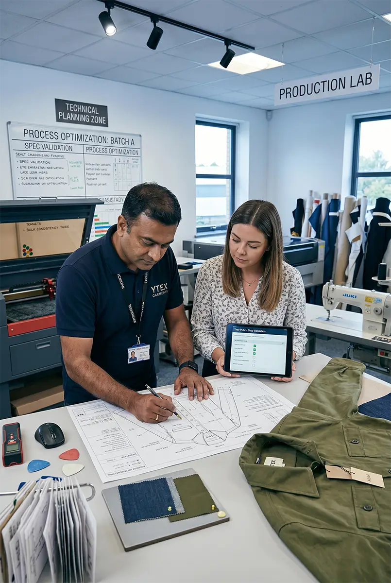 Production planning and operation setup inside Ytex Garments lab